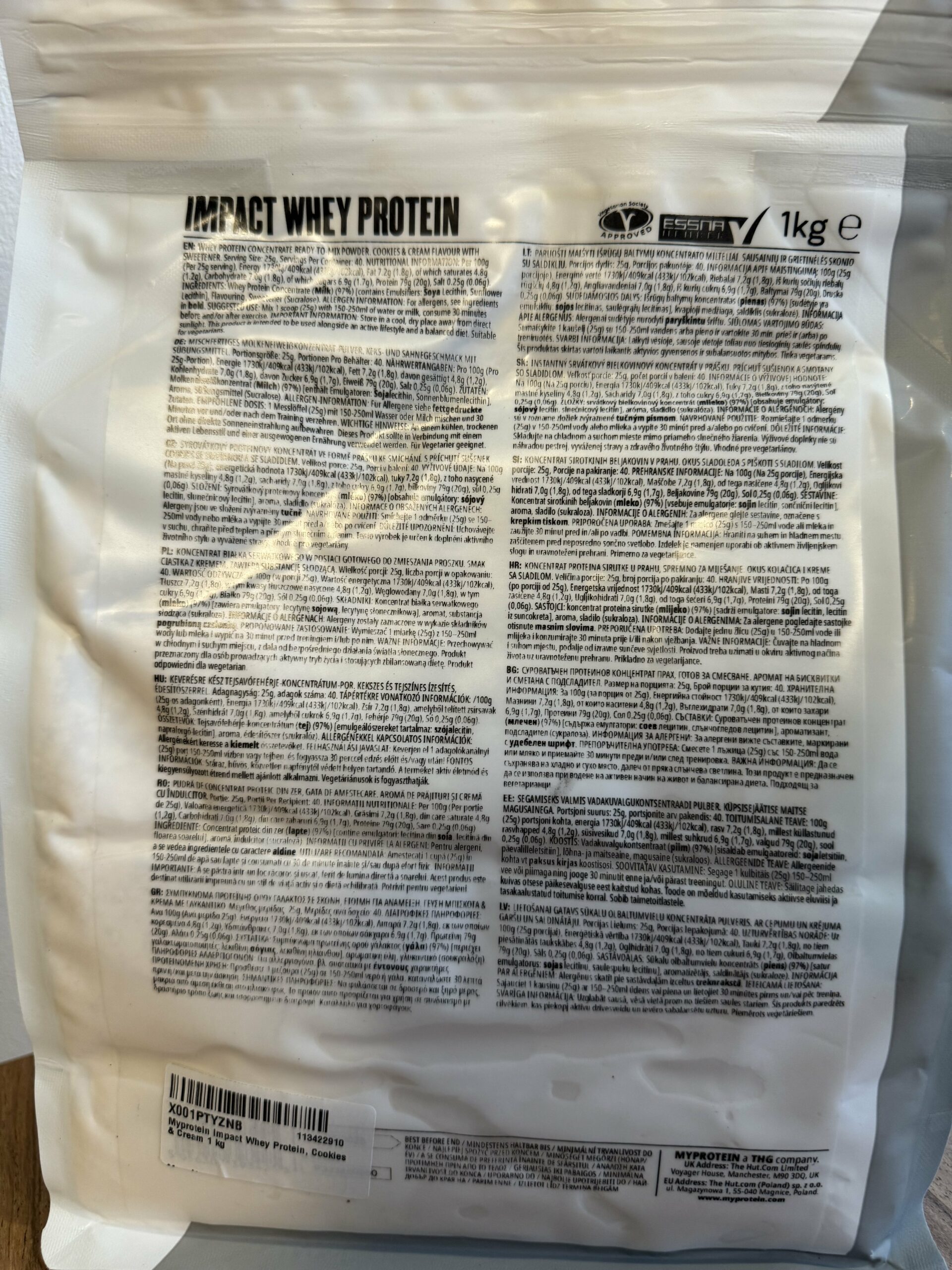 Protéine Whey Myprotein Saveur Vanille - 1kg, Neuf, Emballage D'origine